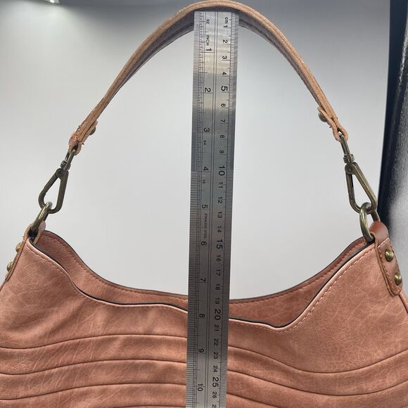 Chillx by Lemiel Antique Rose Pink Large Hobo Bag Shoulder Purse Vegan Leather - Picture 4 of 9